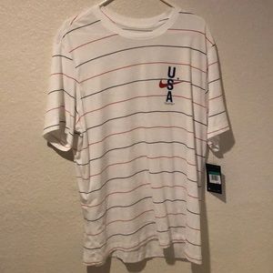 Nike Men’s XL USA White stripped shirt